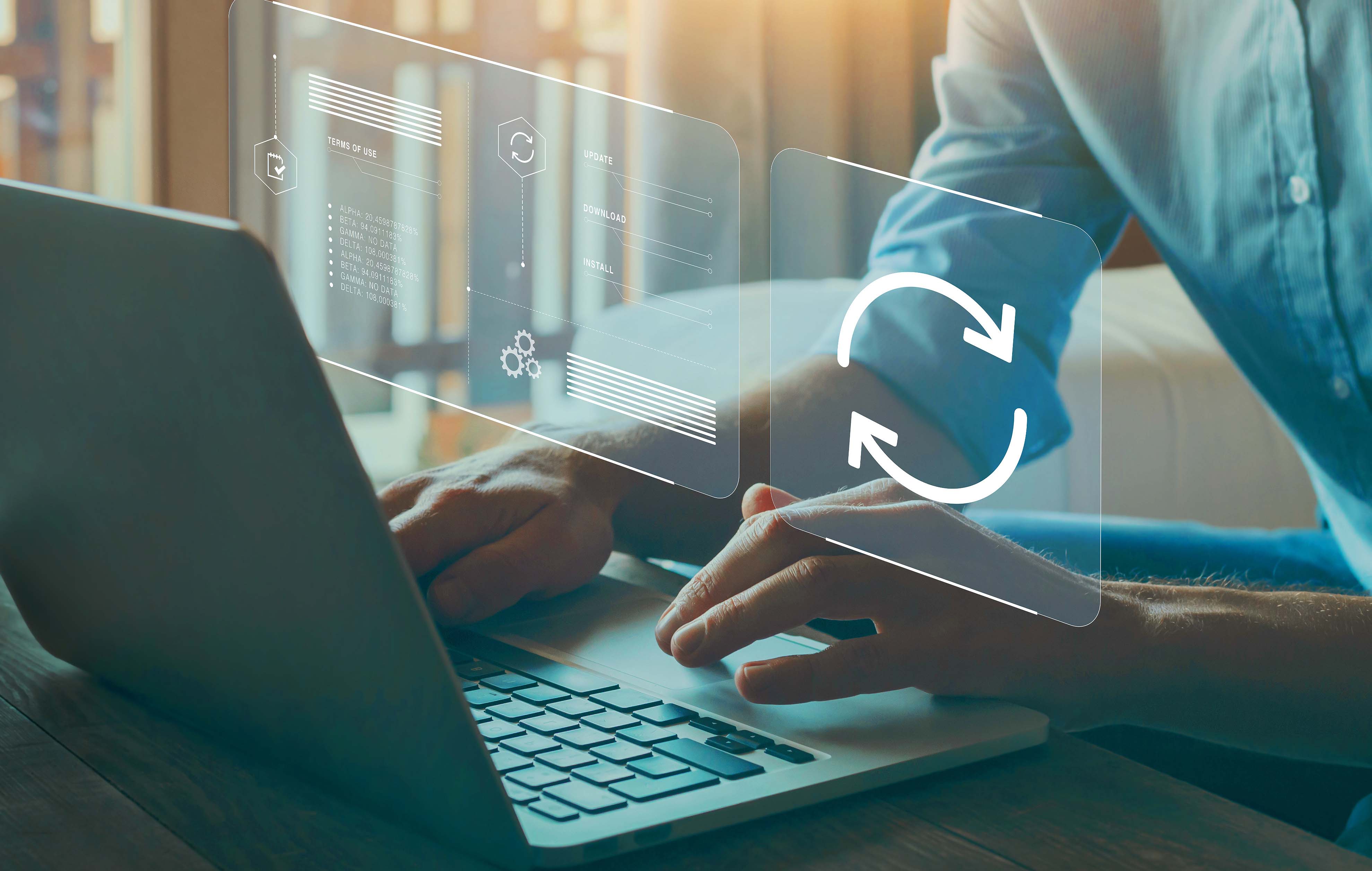 Administrativer Bildschirm mit GroupWise- und ZENworks-Symbolen – Hinweis auf paedML Novell Aktualisierungen für GroupWise und ZENworks im Schulnetz